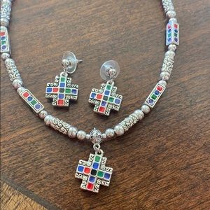 Cross Necklace & Earrings